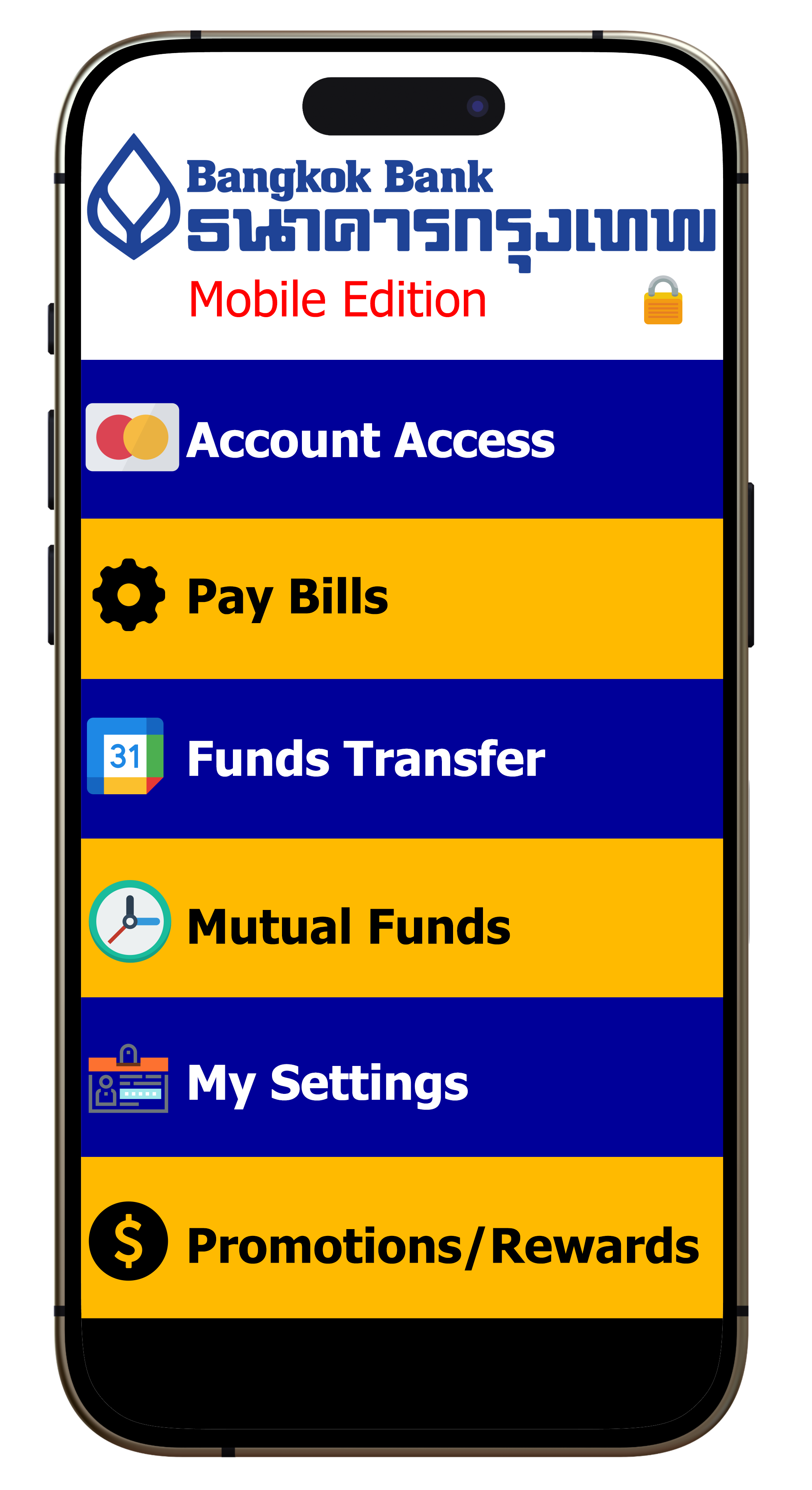 Figure 2: Sample Mobile Bangkok Bank Portal